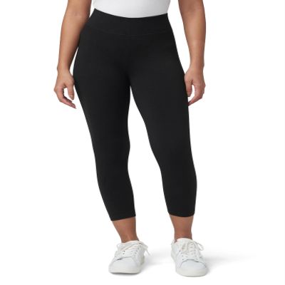 HUE Women's Hue Women's Ultra Capri With Wide Waistband Leggings, Black, X-Small US