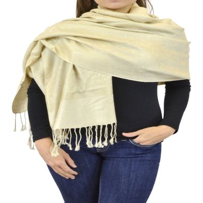 Belle Donne Women's Paisley Pashmina Shawl Wrap Scarf - Beige