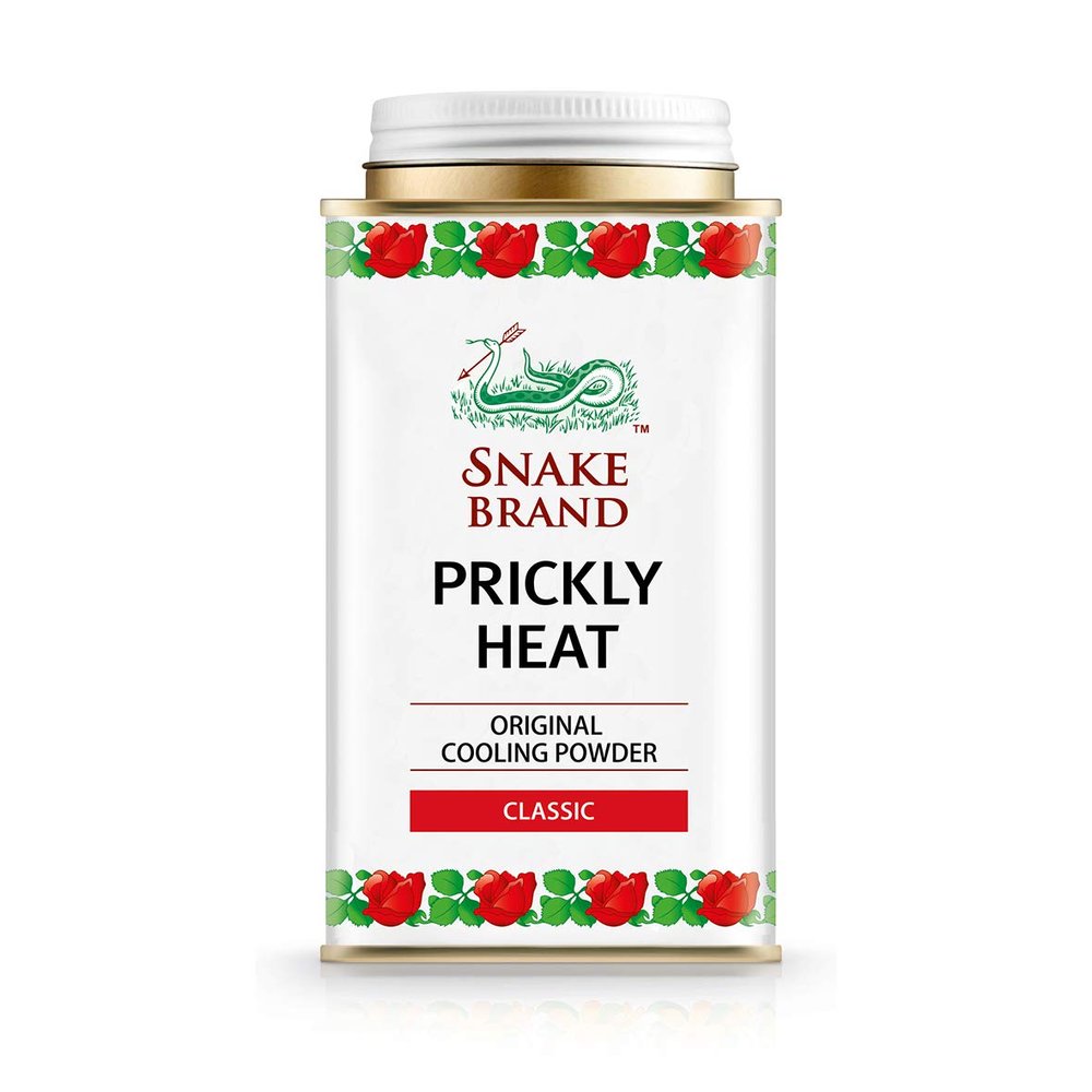 Snake Brand Prickly Heat Cooling Powder for Everyday Use - Anti-Chafing, Heat Rash Relief, Absorbs Sweat, Classic Original Scent (4.9 Oz / 140g)