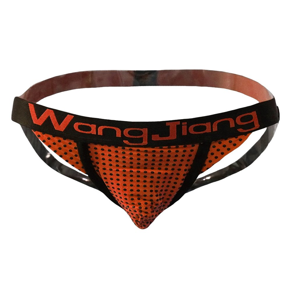 Legou Men Low Rise Mesh Cotton Jockstrap Briefs Orange L