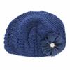 My Lello Little Girl's Crochet Beanie Hat with Shabby Ballerina Flower Navy view 1