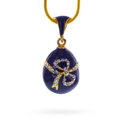 BestPysanky Crystal Bow Egg Pendant Necklace
