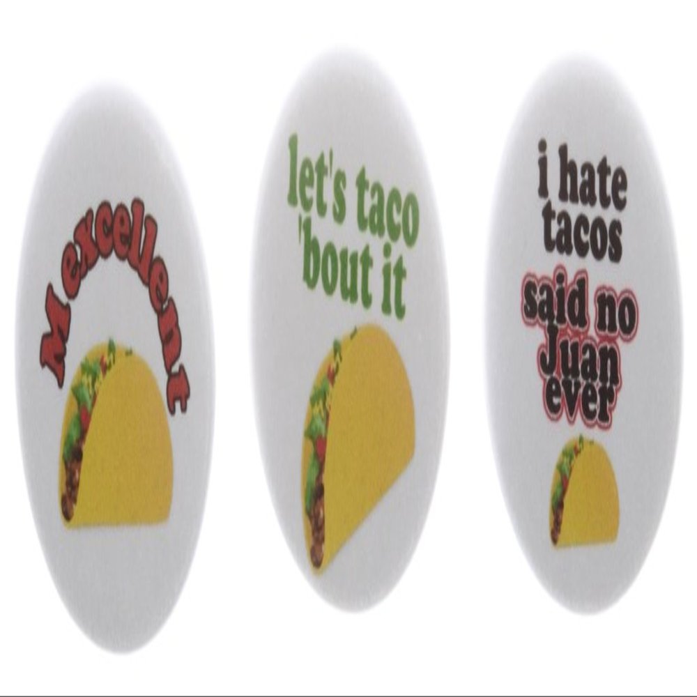 A&T Designs Set of 3 Taco Humor 2.25" Keychains Mexcellent Said No Juan