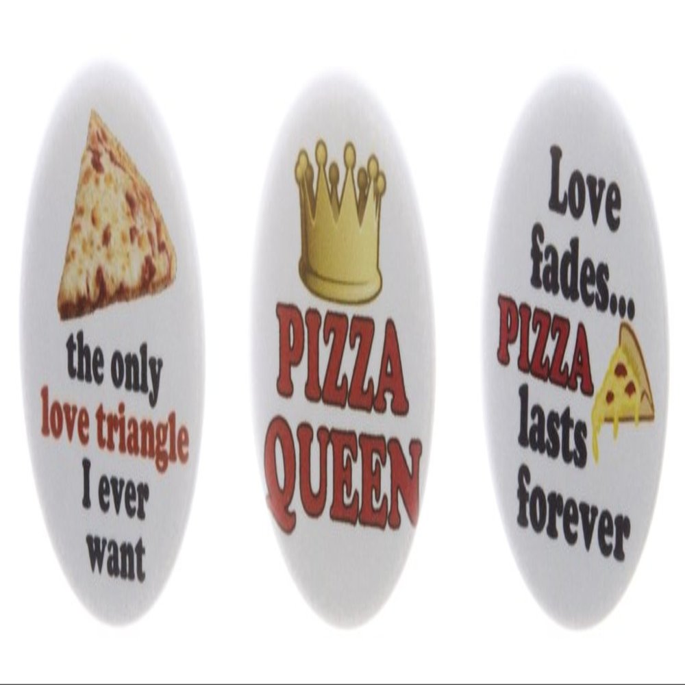 A&T Designs Set 3 Pizza Queen 2.25" Keychains Love Triangle Funny Humor