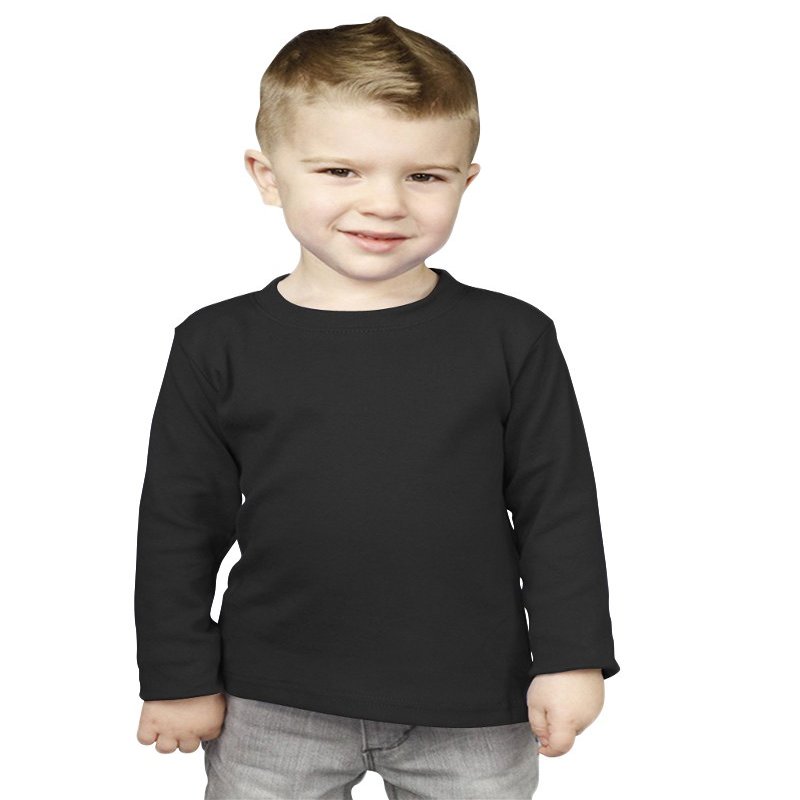 Monag Crew Neck Shirts for Kids, Blank Tshirts, Toddler Long Sleeve T-Shirt, Unisex, 2T Black