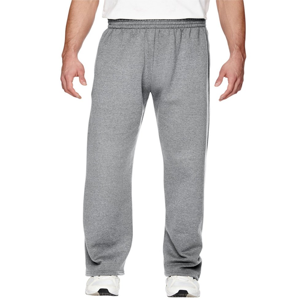 Fruit of the Loom mens Sofspun Fleece Open Bottom Sweatpants, Heather Grey, Large US