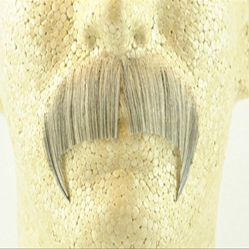 Winchester Mustache LIGHT GREY - Spirit Gum Included! no. 2028 - REALISTIC! 100% Human Hair - Perfect For Theater - Reusable!