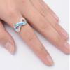 Infinity White CZ Blue Simulated Opal Ring New .925 Sterling Silver Band Size 10 view 2