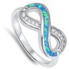 Infinity White CZ Blue Simulated Opal Ring New .925 Sterling Silver Band Size 10 view 3
