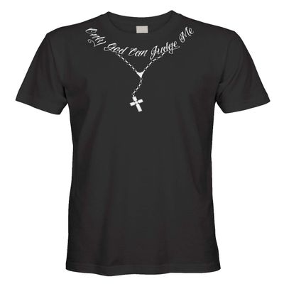 Cybertela Men's Only God Can Judge Me Tattoo Necklace T-Shirt (Black, 3X-Large)