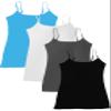 4 Pack: Active Basic Cami Tanks (Large, Blue/White/Charcoal/Black) view 1