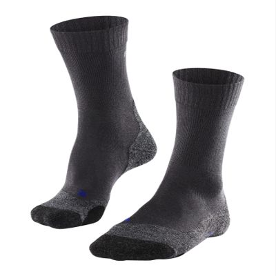 FALKE Men's TK2 Explore Cool Hiking Socks, Mid Calf, Medium Padding, Athletic, Breathable Quick Dry, Cooling, Lyocell, Grey (Asphalt Melange 3180), 6.5-8.5, 1 Pair