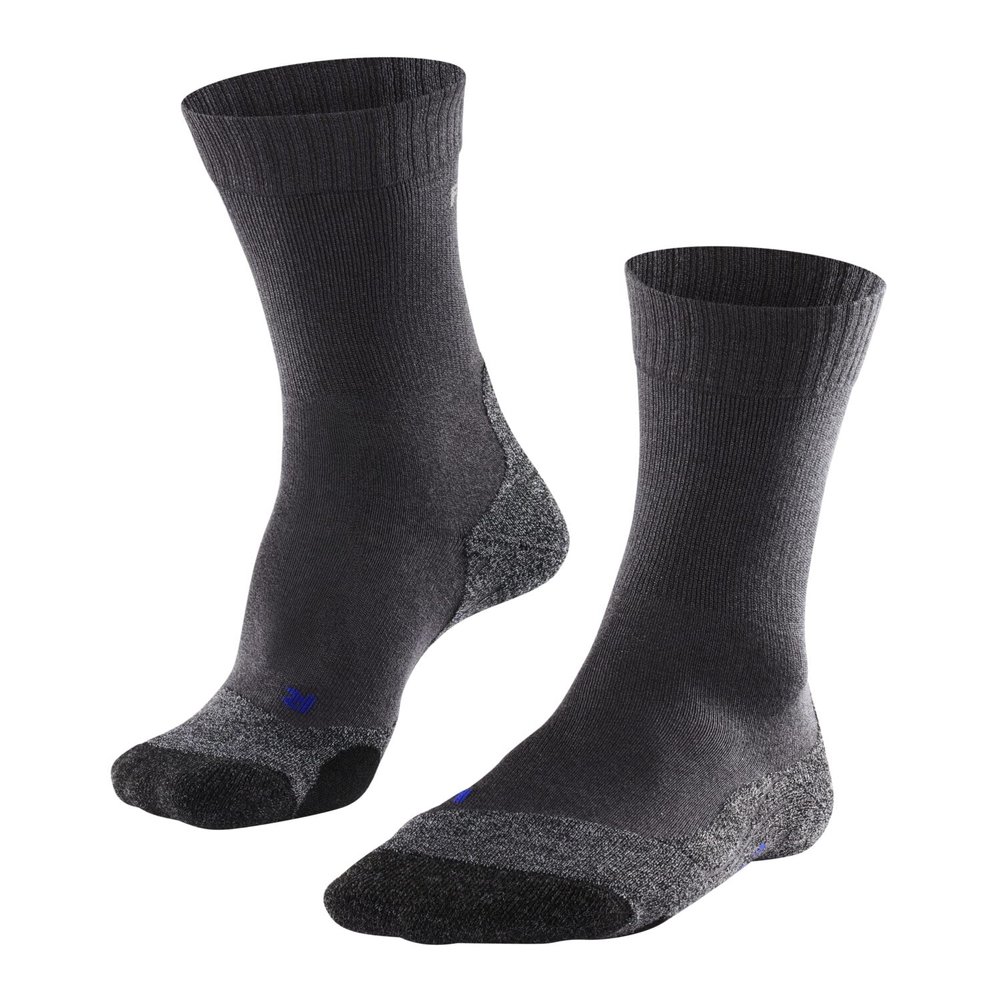 FALKE Men's TK2 Explore Cool Hiking Socks, Mid Calf, Medium Padding, Athletic, Breathable Quick Dry, Cooling, Lyocell, Grey (Asphalt Melange 3180), 6.5-8.5, 1 Pair