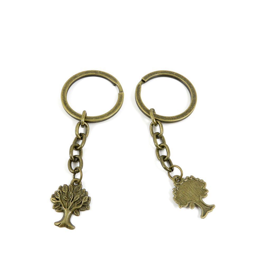 2 Pieces Antique Bronze Keychain Key Chain Tags Keyring Ring Jewelry Making Charms Supplies KC0078 Tree Oak