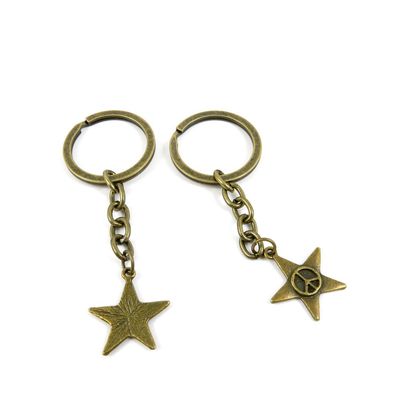 1 Pieces Antique Bronze Keychain Key Chain Tags Keyring Ring Jewelry Making Charms Supplies KC0776 Anti War Signs Stars