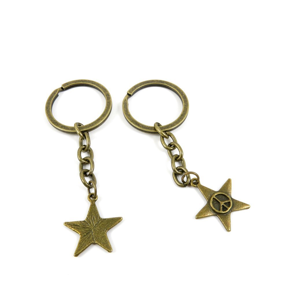 1 Pieces Antique Bronze Keychain Key Chain Tags Keyring Ring Jewelry Making Charms Supplies KC0776 Anti War Signs Stars