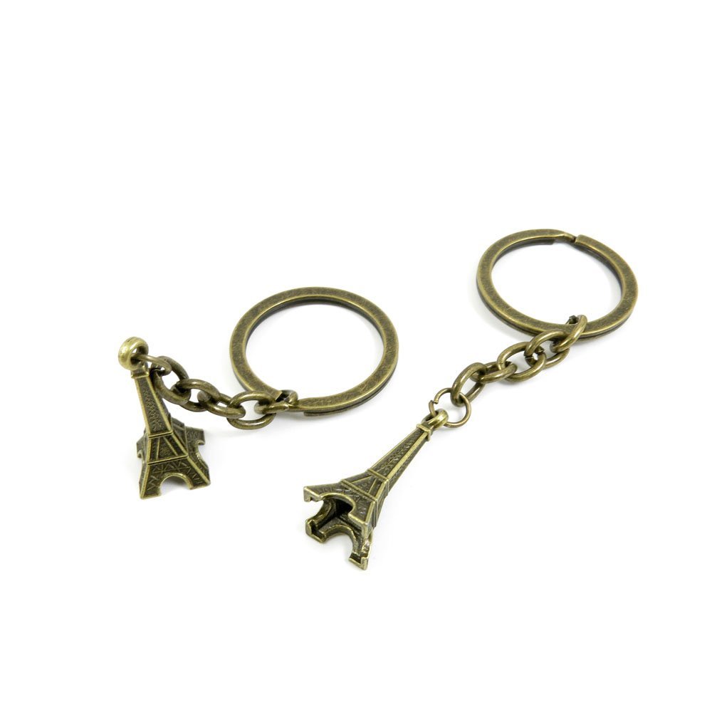 2 Pieces Antique Bronze Keychain Key Chain Tags Keyring Ring Jewelry Making Charms Supplies KC0081 Paris Eiffel Tower