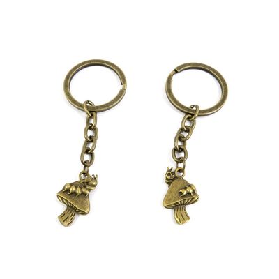 1 Pieces Antique Bronze Keychain Key Chain Tags Keyring Ring Jewelry Making Charms Supplies KC0780 Mushroom Worm