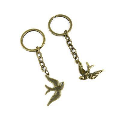 1 Pieces Antique Bronze Keychain Key Chain Tags Keyring Ring Jewelry Making Charms Supplies KC0881 Swallows