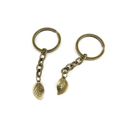 20 Pieces Antique Bronze Keychain Key Chain Tags Keyring Ring Jewelry Making Charms Supplies KC0285 Leaf Leaves