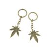 2 Pieces Antique Bronze Keychain Key Chain Tags Keyring Ring Jewelry Making Charms Supplies KC0884 Maple Leaf Leaves view 1