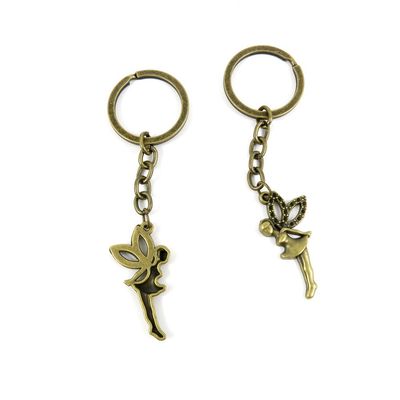 1 Pieces Antique Bronze Keychain Key Chain Tags Keyring Ring Jewelry Making Charms Supplies KC0686 Elf Fairy