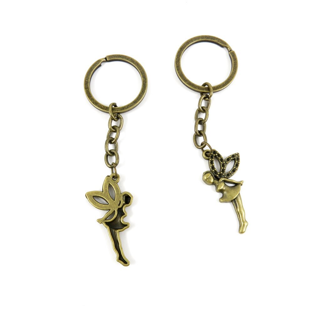 1 Pieces Antique Bronze Keychain Key Chain Tags Keyring Ring Jewelry Making Charms Supplies KC0686 Elf Fairy