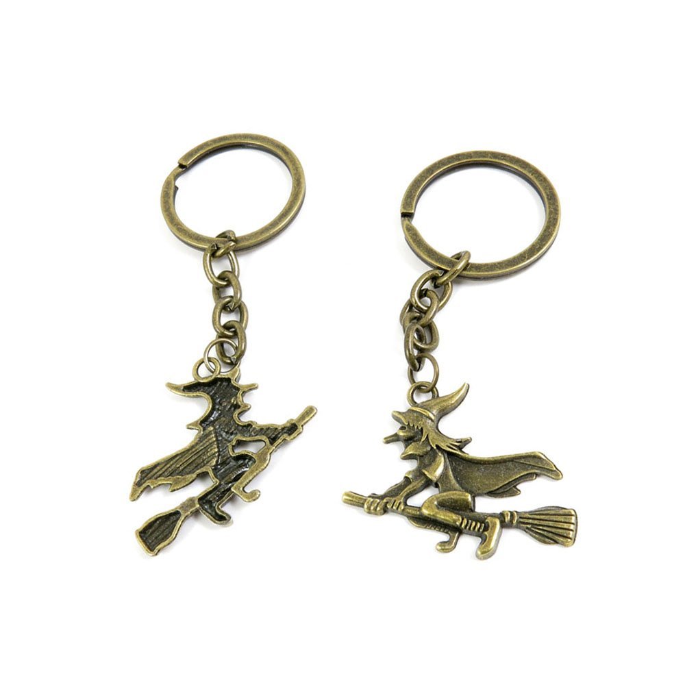 1 Pieces Antique Bronze Keychain Key Chain Tags Keyring Ring Jewelry Making Charms Supplies KC0885 Witch