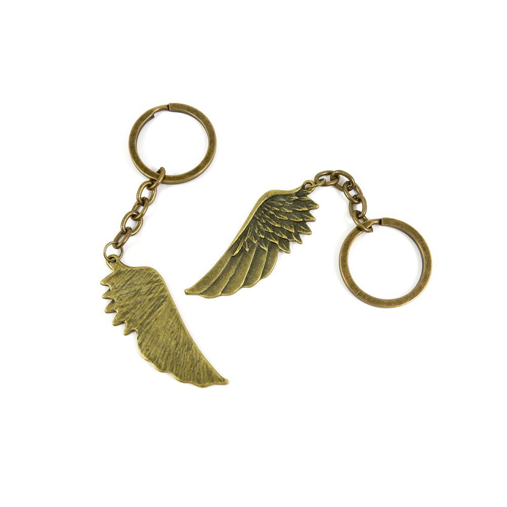 1 Pieces Antique Bronze Keychain Key Chain Tags Keyring Ring Jewelry Making Charms Supplies KC0001 Angel Wings