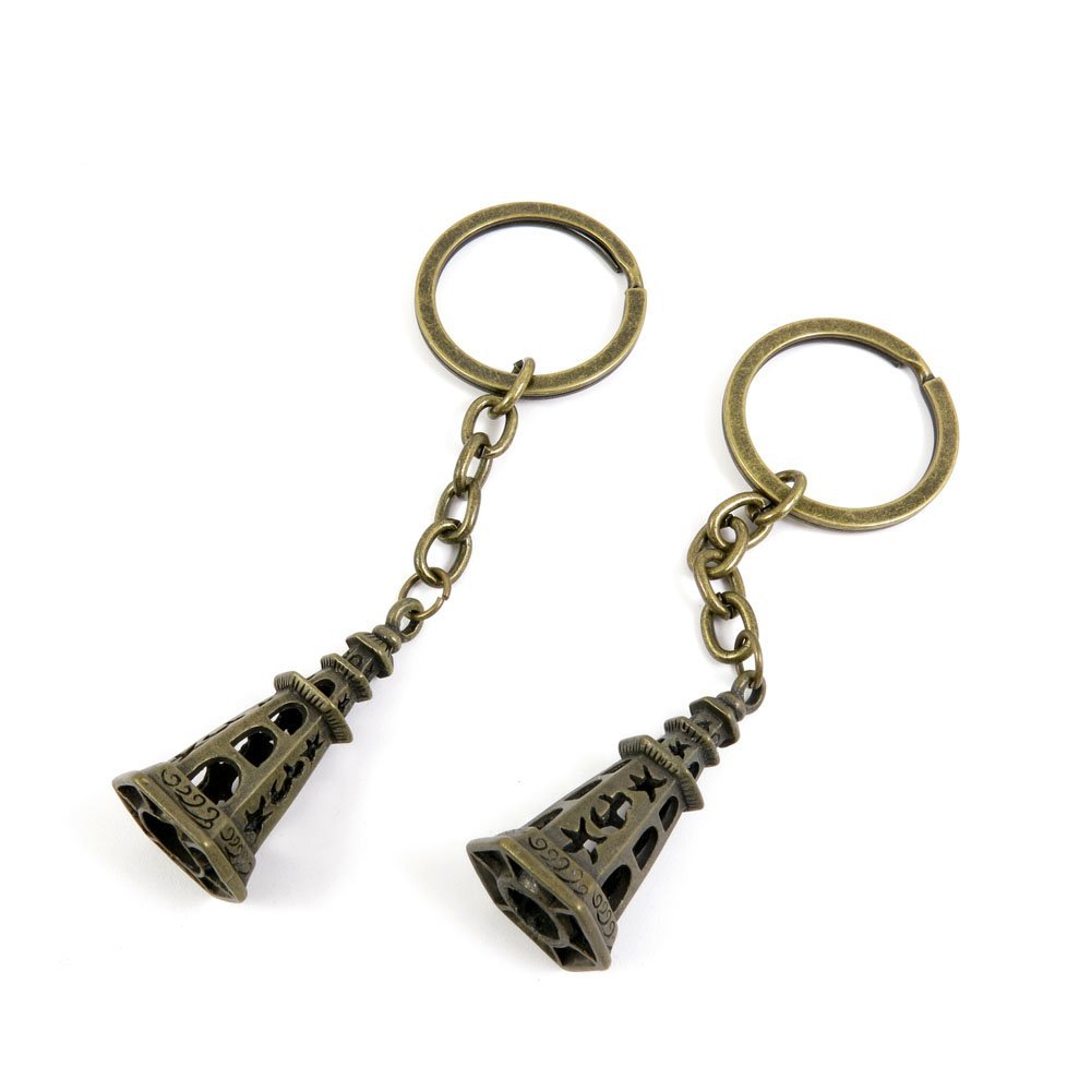20 Pieces Antique Bronze Keychain Key Chain Tags Keyring Ring Jewelry Making Charms Supplies KC1084 Pagoda Lamppost