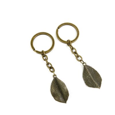 1 Pieces Antique Bronze Keychain Key Chain Tags Keyring Ring Jewelry Making Charms Supplies KC0002 Leaf Leaves
