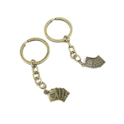 2 Pieces Antique Bronze Keychain Key Chain Tags Keyring Ring Jewelry Making Charms Supplies KC0990 Poker Straight Flush