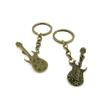 2 Pieces Antique Bronze Keychain Key Chain Tags Keyring Ring Jewelry Making Charms Supplies KC0294 Electric Guitar view 1