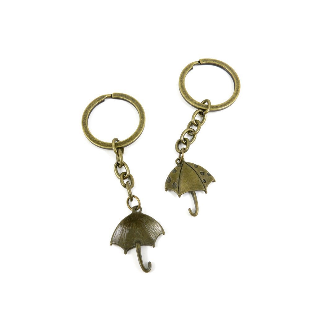 2 Pieces Antique Bronze Keychain Key Chain Tags Keyring Ring Jewelry Making Charms Supplies KC0297 Umbrella