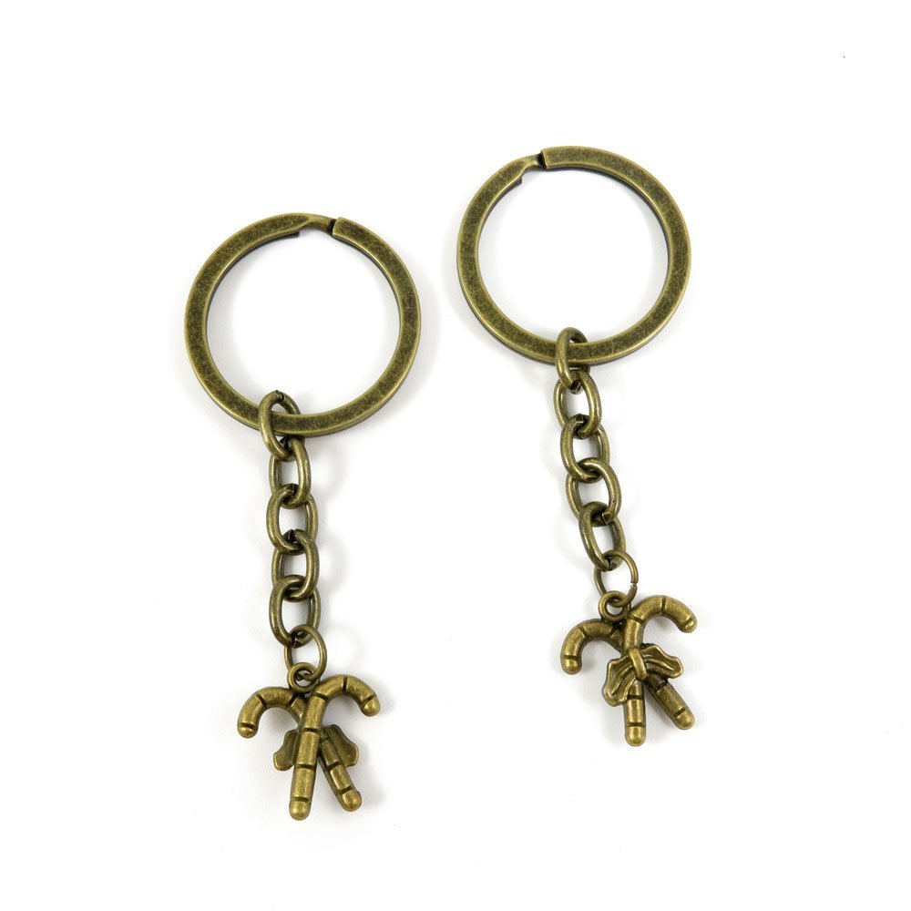 2 Pieces Antique Bronze Keychain Key Chain Tags Keyring Ring Jewelry Making Charms Supplies KC1094 Pair Crutches