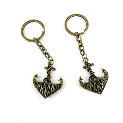 1 Pieces Antique Bronze Keychain Key Chain Tags Keyring Ring Jewelry Making Charms Supplies KC0300 Hollow Anchor
