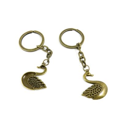 1 Pieces Antique Bronze Keychain Key Chain Tags Keyring Ring Jewelry Making Charms Supplies KC0998 Swan