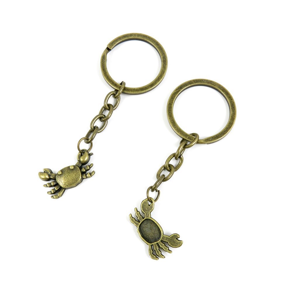 5 Pieces Antique Bronze Keychain Key Chain Tags Keyring Ring Jewelry Making Charms Supplies KC0103 Crab