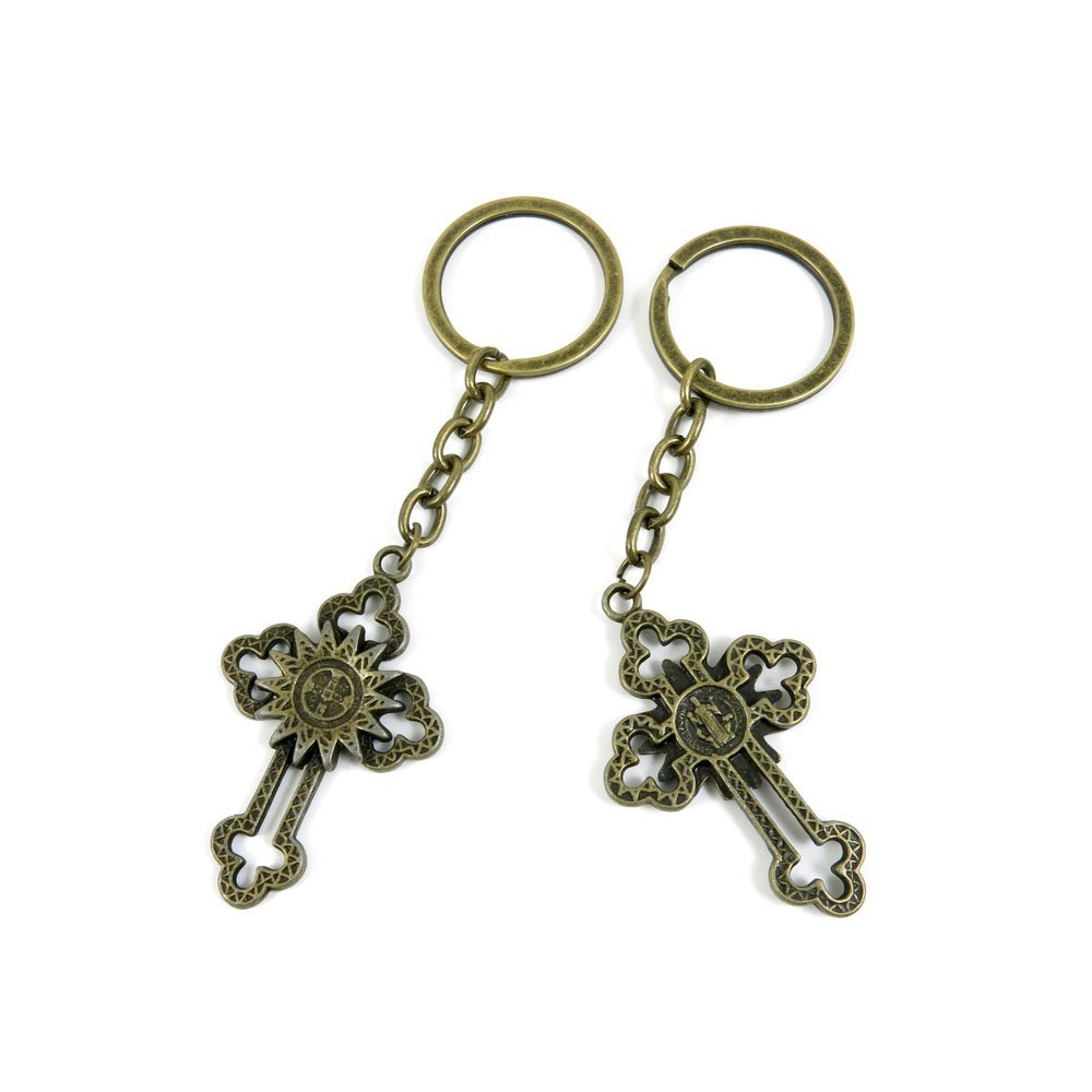 1 Pieces Antique Bronze Keychain Key Chain Tags Keyring Ring Jewelry Making Charms Supplies KC0104 Sun Latin Cross