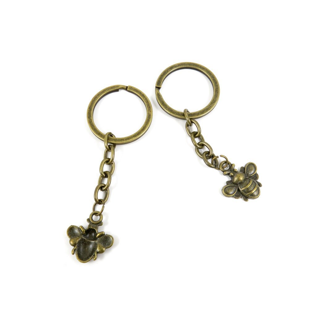 1 Pieces Antique Bronze Keychain Key Chain Tags Keyring Ring Jewelry Making Charms Supplies KC0204 Bees