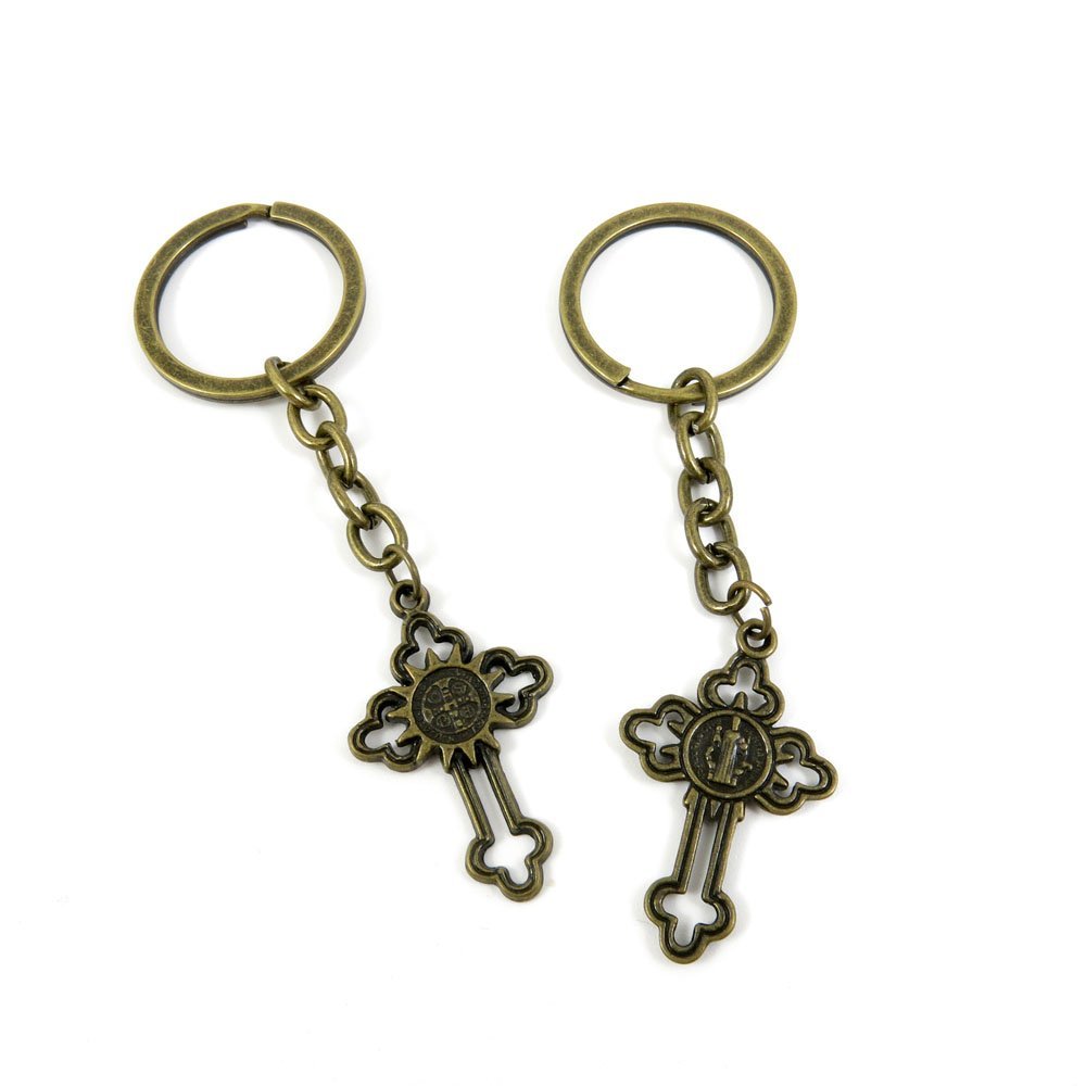 1 Pieces Antique Bronze Keychain Key Chain Tags Keyring Ring Jewelry Making Charms Supplies KC0105 God Latin Cross