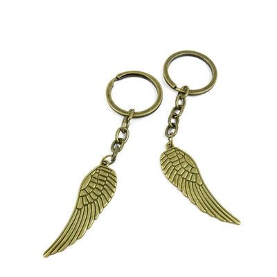1 Pieces Antique Bronze Keychain Key Chain Tags Keyring Ring Jewelry Making Charms Supplies KC0307 Angel Wings