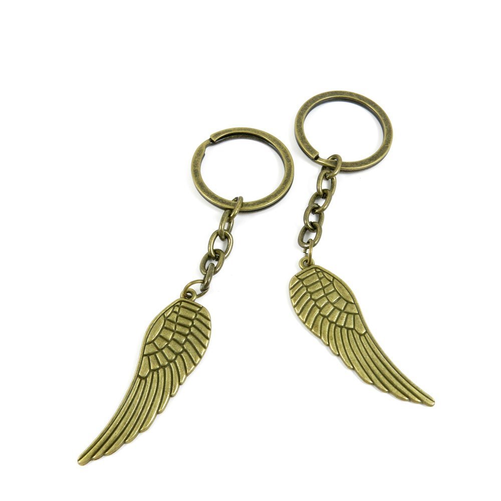 1 Pieces Antique Bronze Keychain Key Chain Tags Keyring Ring Jewelry Making Charms Supplies KC0307 Angel Wings