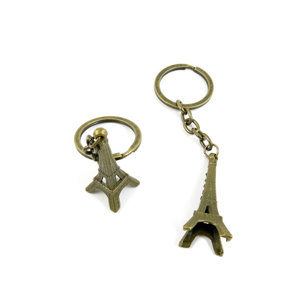 2 Pieces Antique Bronze Keychain Key Chain Tags Keyring Ring Jewelry Making Charms Supplies KC0706 Paris Eiffel Tower