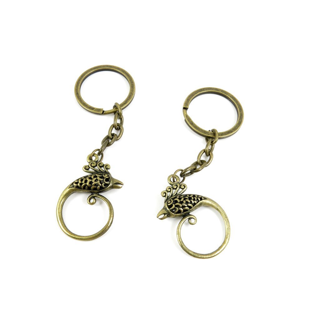 1 Pieces Antique Bronze Keychain Key Chain Tags Keyring Ring Jewelry Making Charms Supplies KC0021 Phoenix