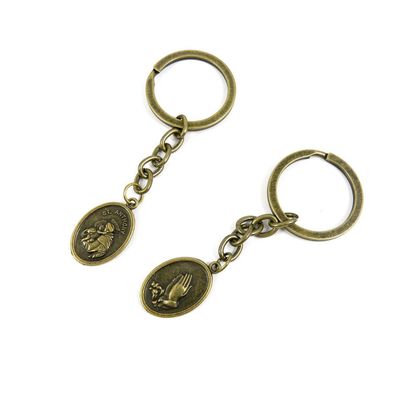 2 Pieces Antique Bronze Keychain Key Chain Tags Keyring Ring Jewelry Making Charms Supplies KC0409 ST. Anthony Signs