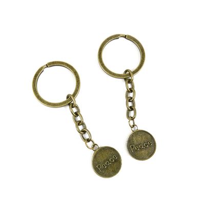 1 Pieces Antique Bronze Keychain Key Chain Tags Keyring Ring Jewelry Making Charms Supplies KC0410 Peace Signs