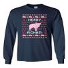 Long Sleeve Adult T-Shirt Merry Pigmas Pig Pet Ugly Christmas Funny Humor DT (Medium, Navy Blue) view 1