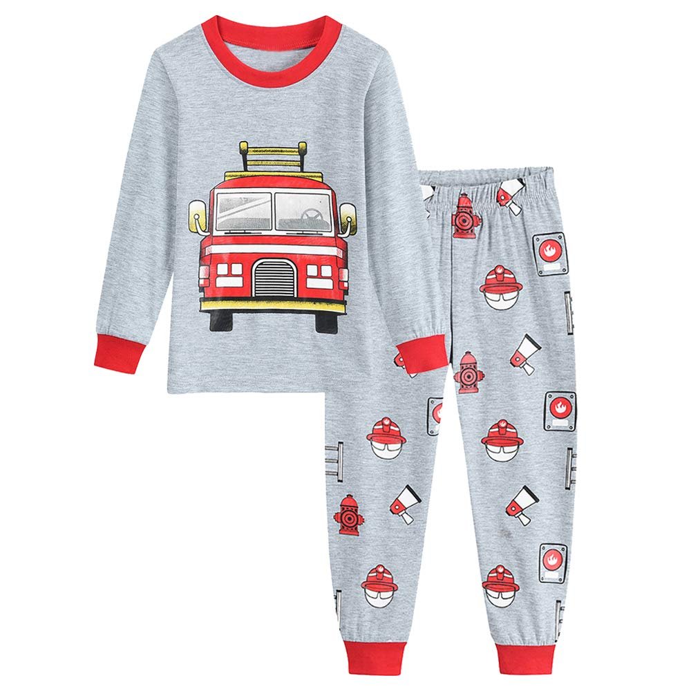 Babygp Boys Pajamas Dinosaur etc Kids Pjs Sets 100% Cotton Toddler long sleeves Sleepwear(White Red,2 Years)
