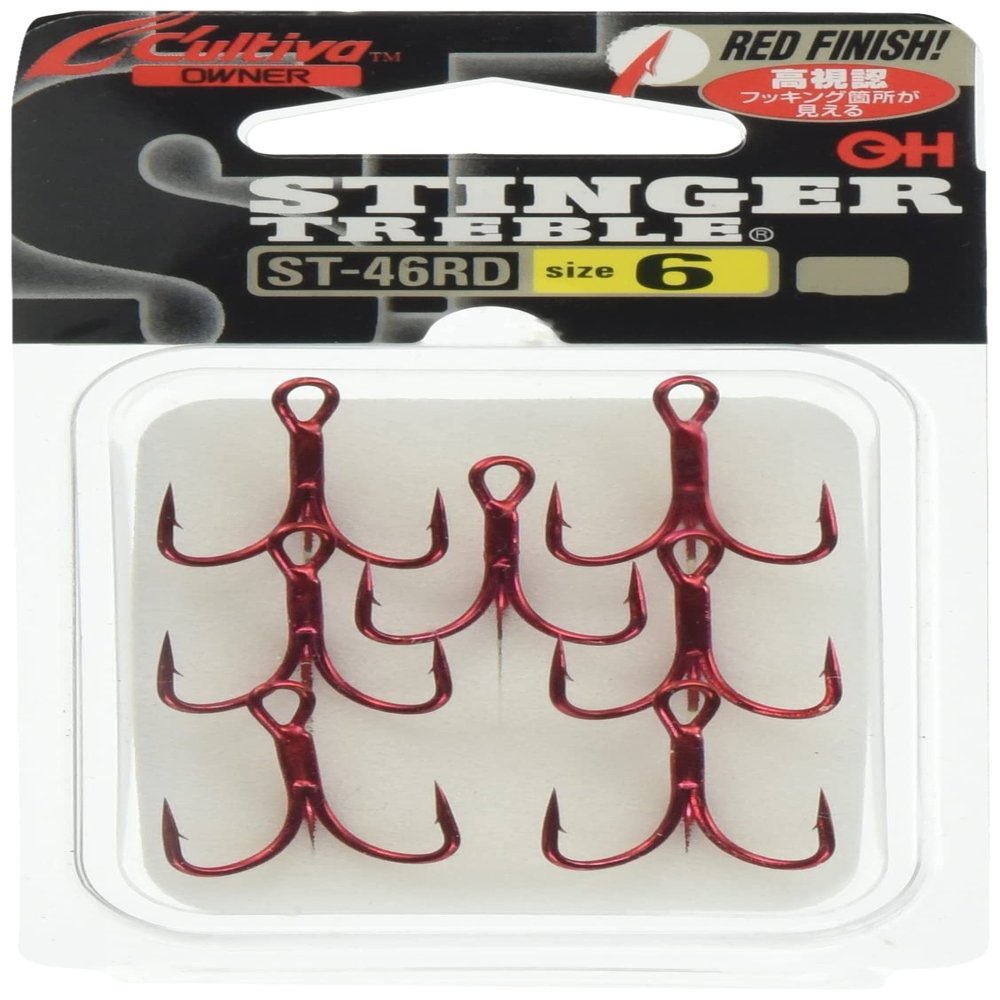 Owner Hook Cartiva ST-46RD Stinger Triple Hook Red Finish No. 6
